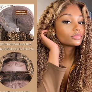 Highlight Ombre Lace Front Wig 30 Inch 180 Density 4/27, Pre Plucked Baby Hair